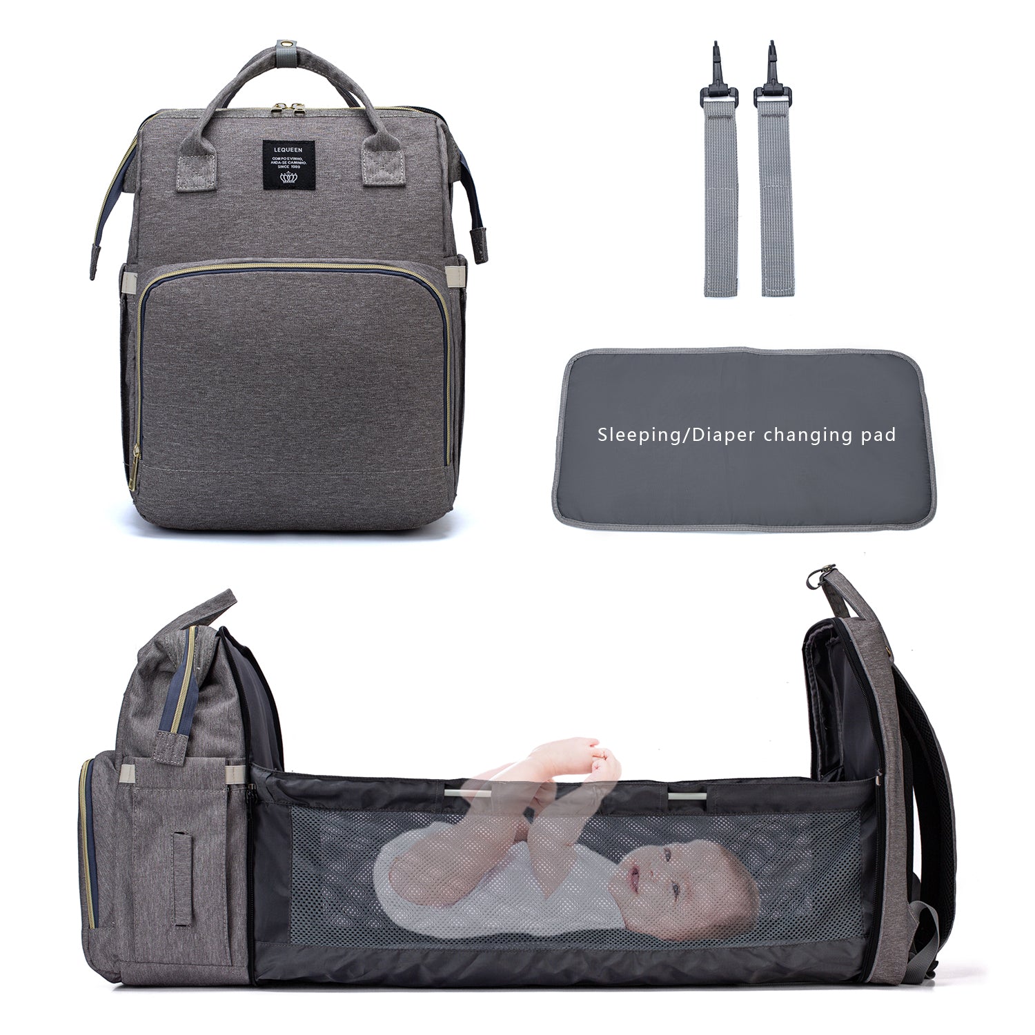 Multifunctional Diaper Bag with Cushioned Pad